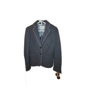 Banana Republic Gray Italian Fabric Blazer Jacket Grosgrain Trim Womens Size 2